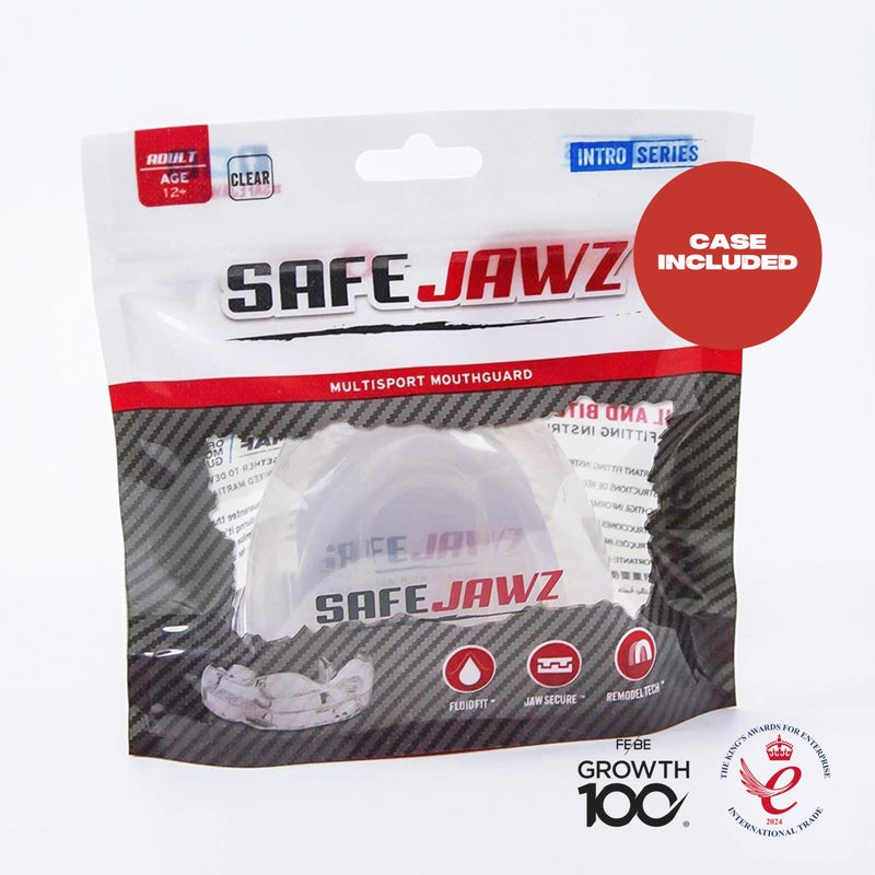 SAFEJAWZ Sports Mouthguard Slim Fit  Adult and Junior Mouth Guard with Case for Boxing  Basketball  Lacrosse  Football  MMA  Martial Arts  Hockey and All Contact Sports (Adult 12+ Years  Clear) - Image 5